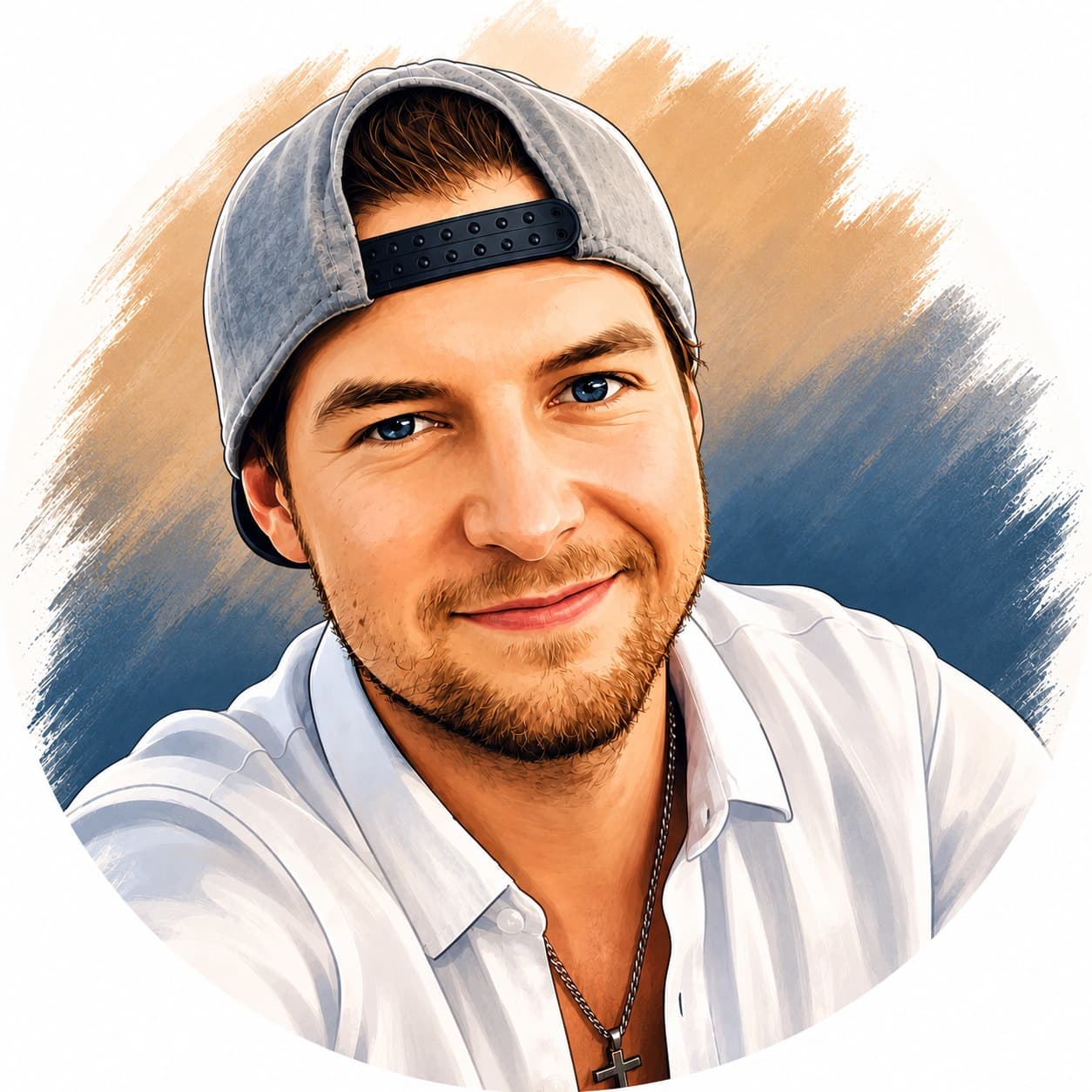 Illustriertes Portrait des MYK-Gruenders
